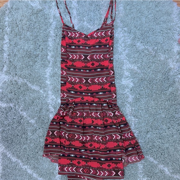 VOLCOM ❤️🤎🖤pleated skater dress tribal <<arrow pattern>> FALL COLOR palette🍁 - Picture 14 of 14